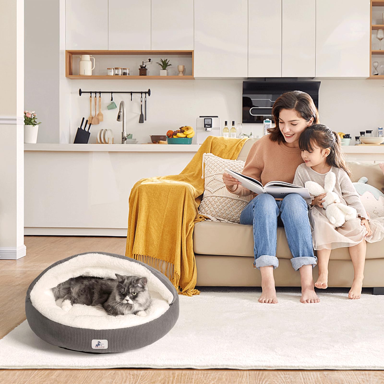Design rond Welfibr Nid-Cabane, intérieur moderne et discret.