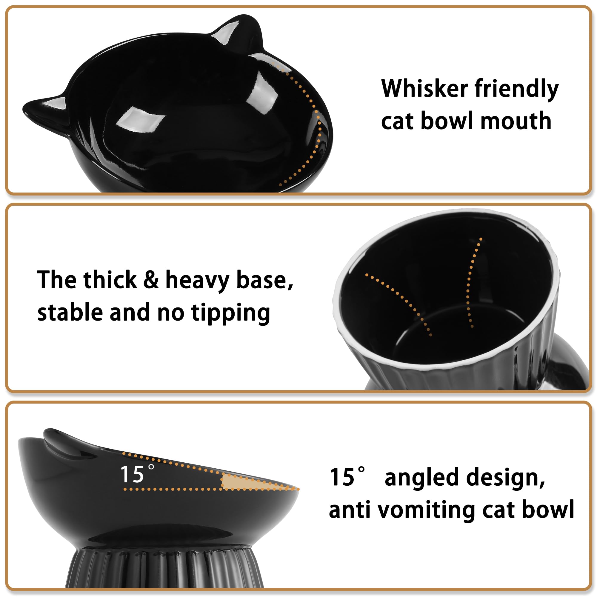 Wellbro bol chat assiette large réduit le contact des moustaches.