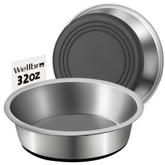Wellbro bol chien inox antidérapant, ensemble de 2 pour des repas propres.