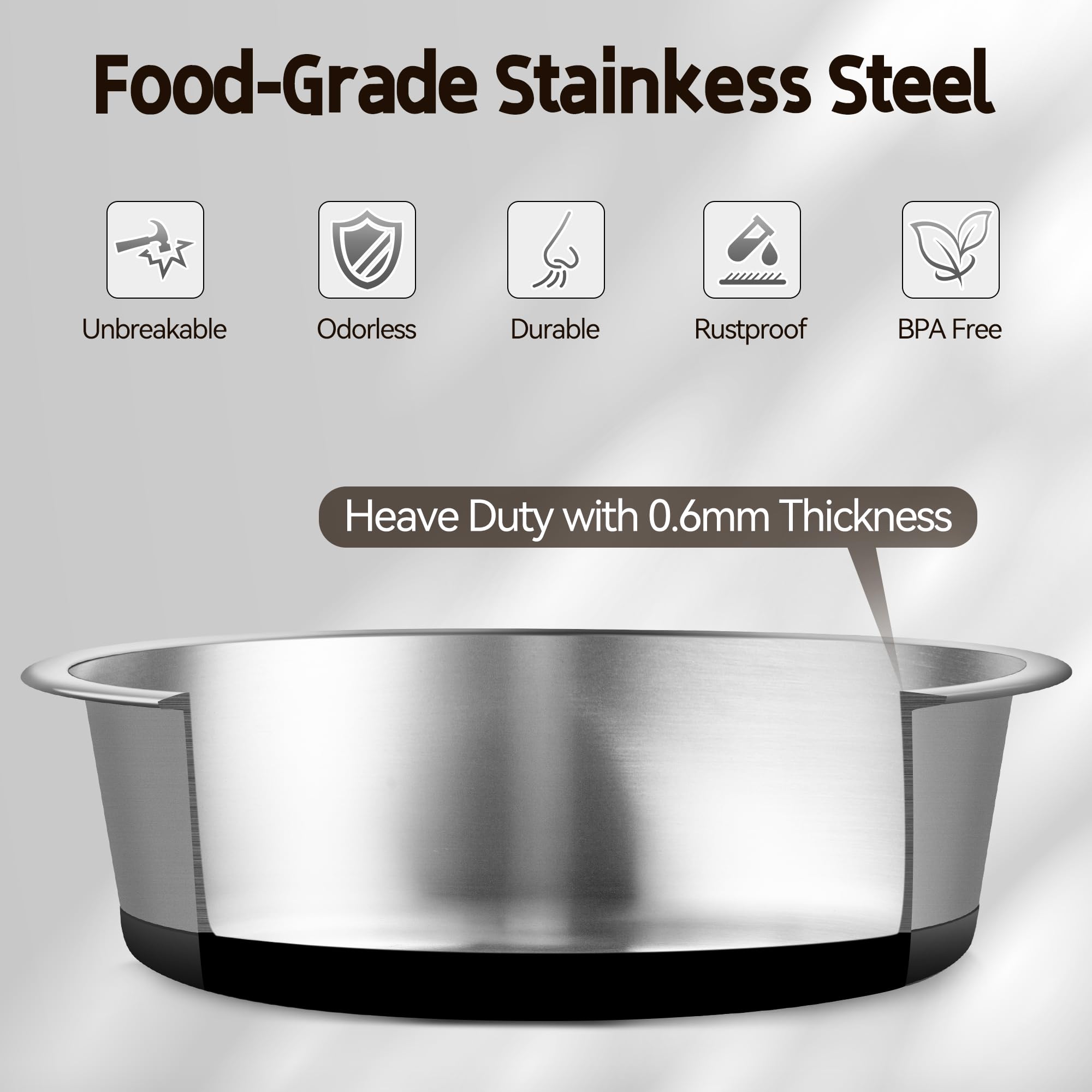 Wellbro bol inox compatible lave-vaisselle, nettoyage facile après chaque repas.