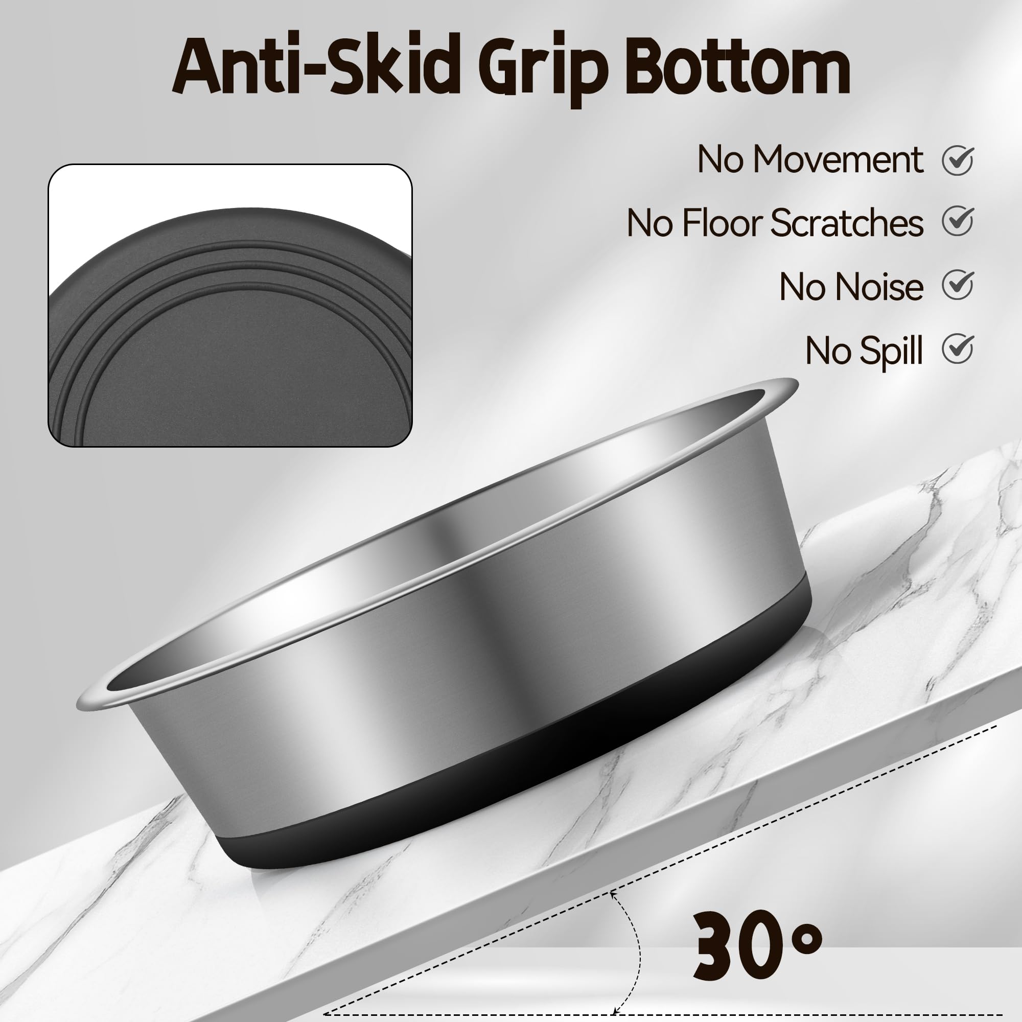 Wellbro bol chien inox profond, idéal pour nourriture et eau.