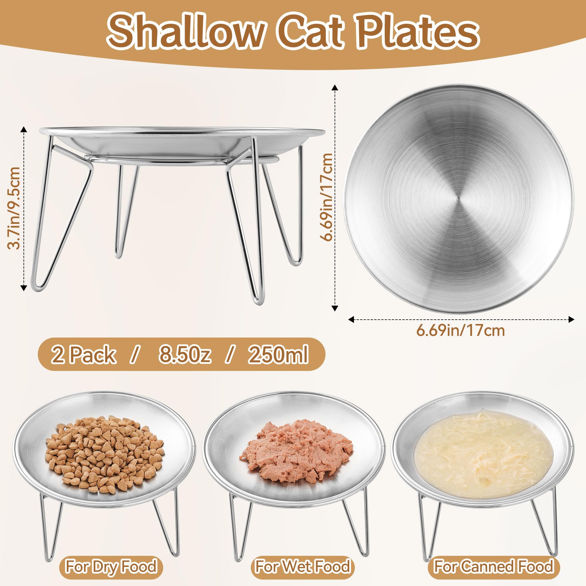 Capacité de 250 ml par bol Wellbro adaptée aux chats et petits chiens
