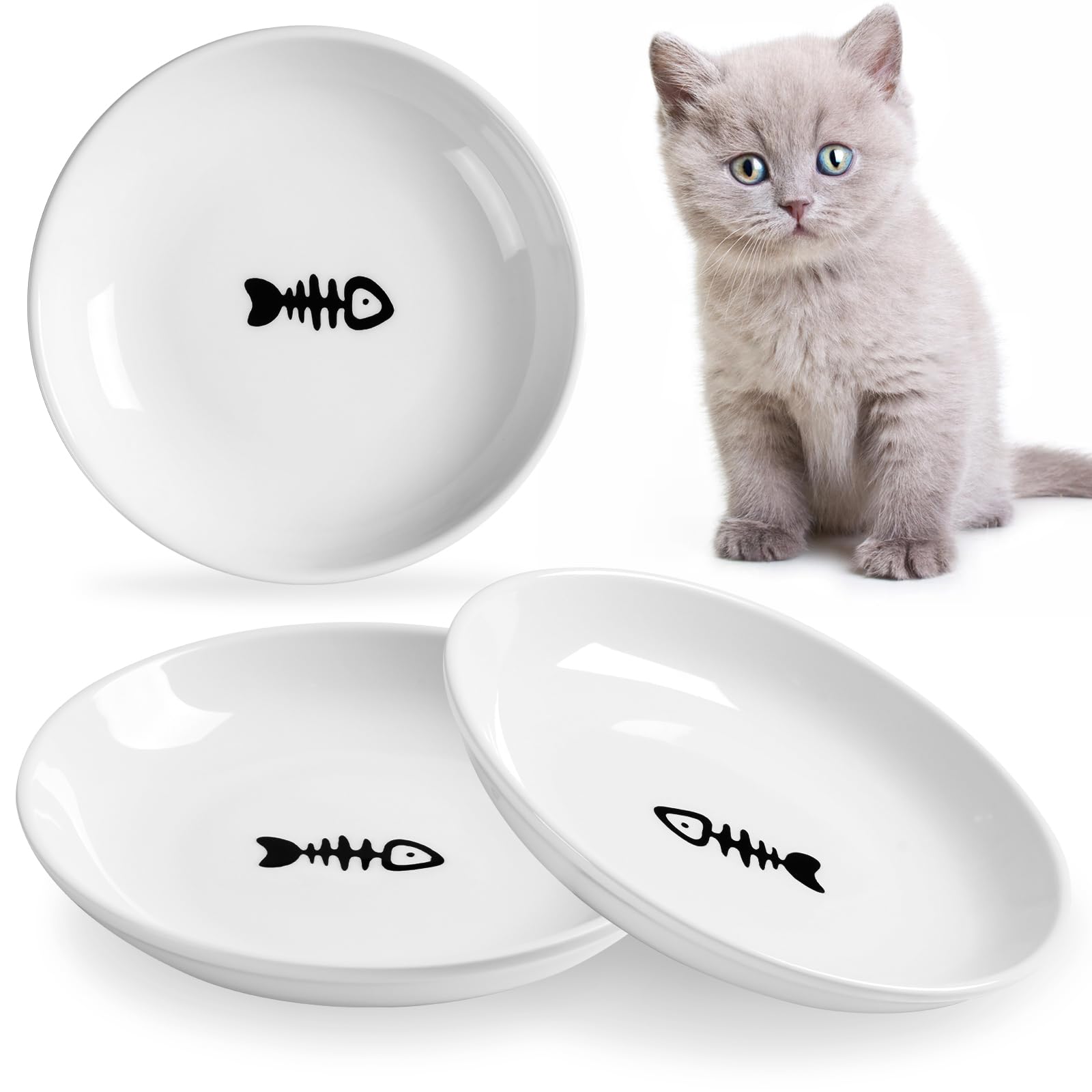 Wellbro ensemble de bols en céramique pour chats, idéal pour nourrir plusieurs chats simultanément.