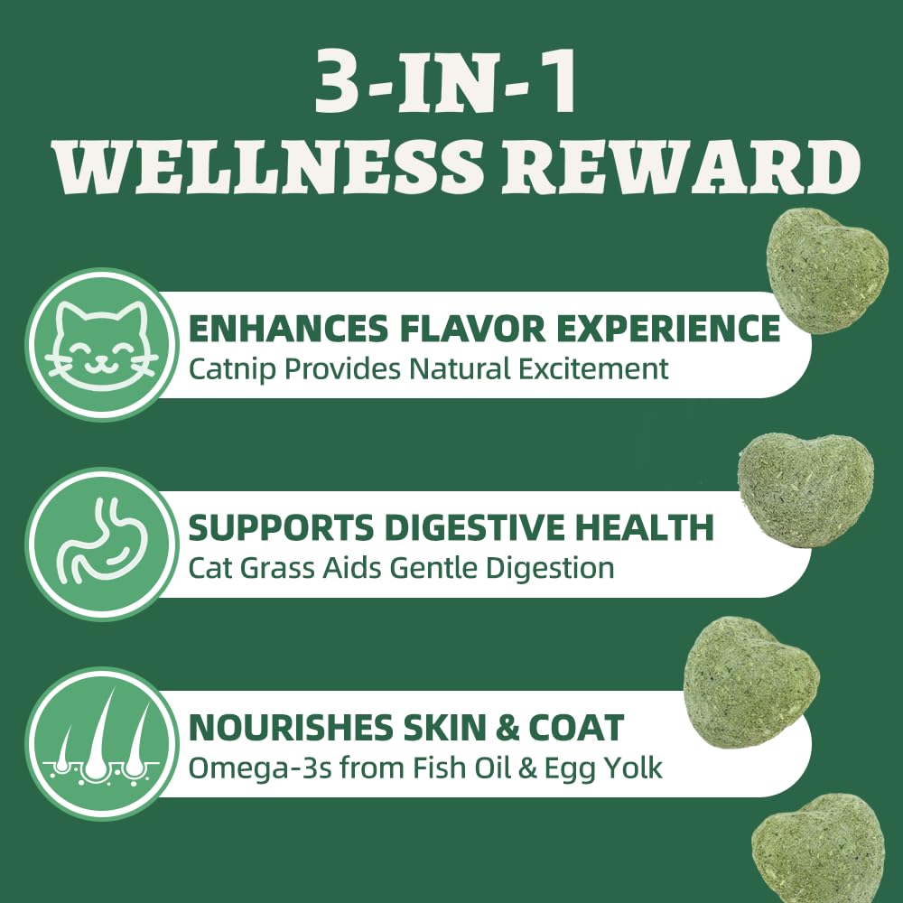 Ingrédients premium Wellix Catnip Treats: poulet, herbe à chat et huile de poisson