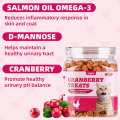 Wellix friandises chat – croquantes cranberries et D-mannose, texture appétissante