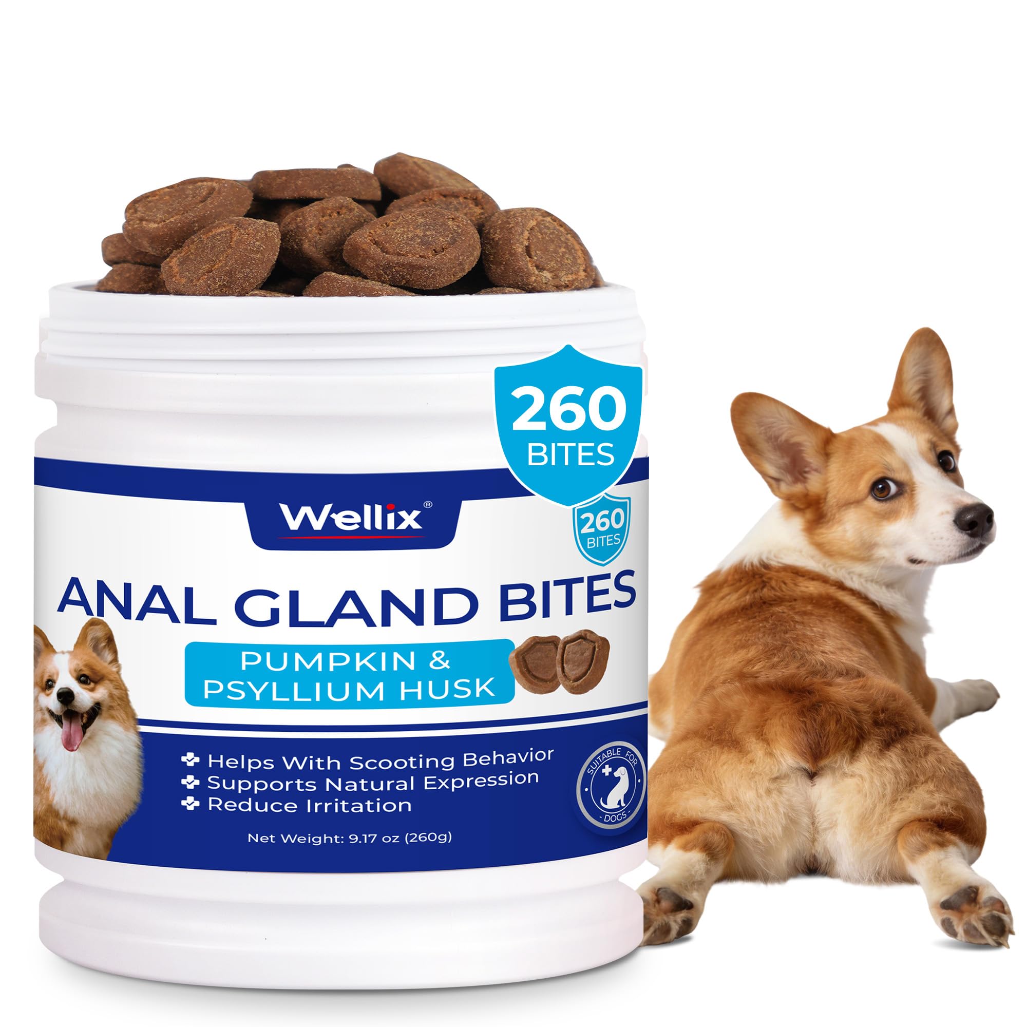 Wellix friandises-glandes-anales emballage pratique pour chien.