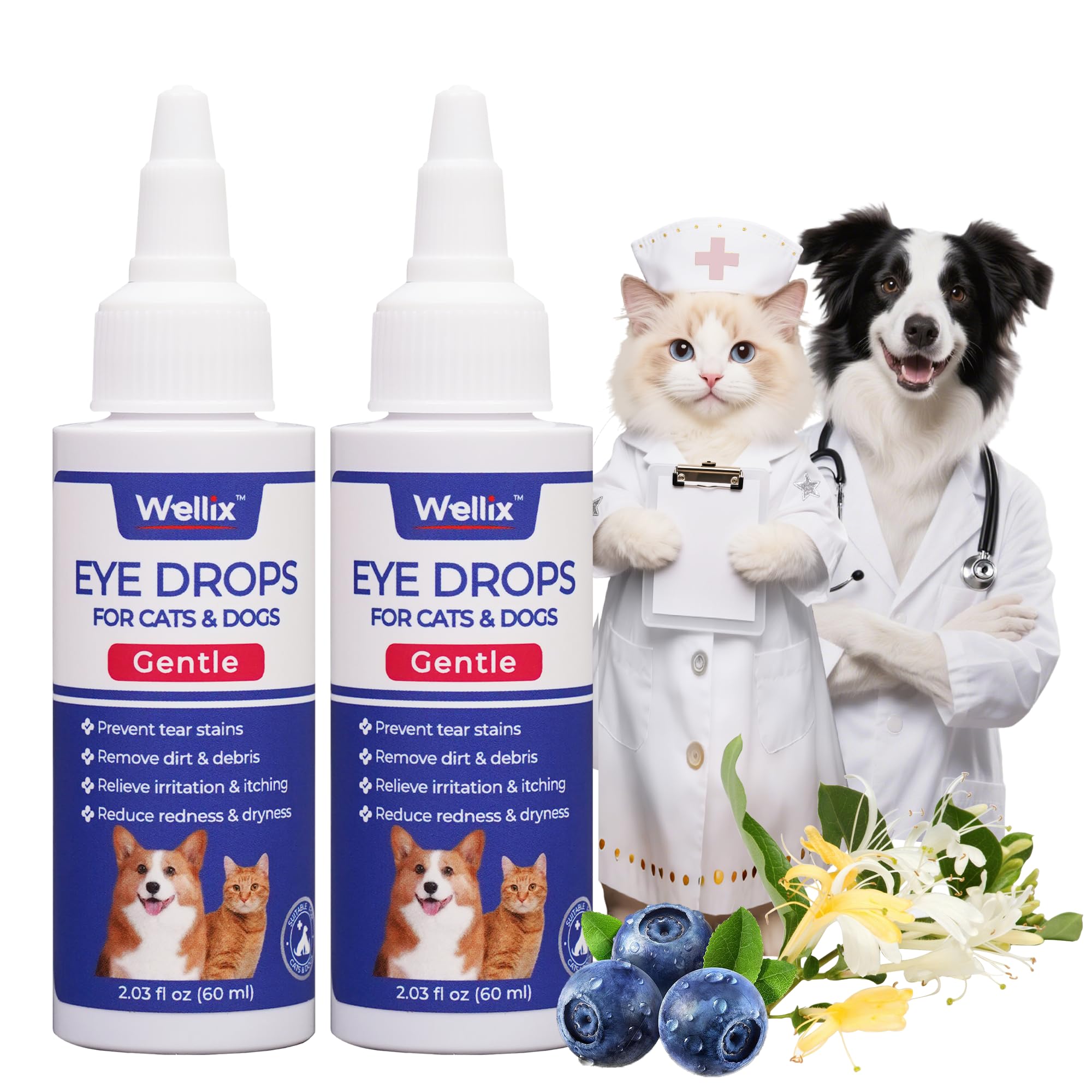 Wellix gouttes yeux chat et chien avec embout précis pour une application douce.