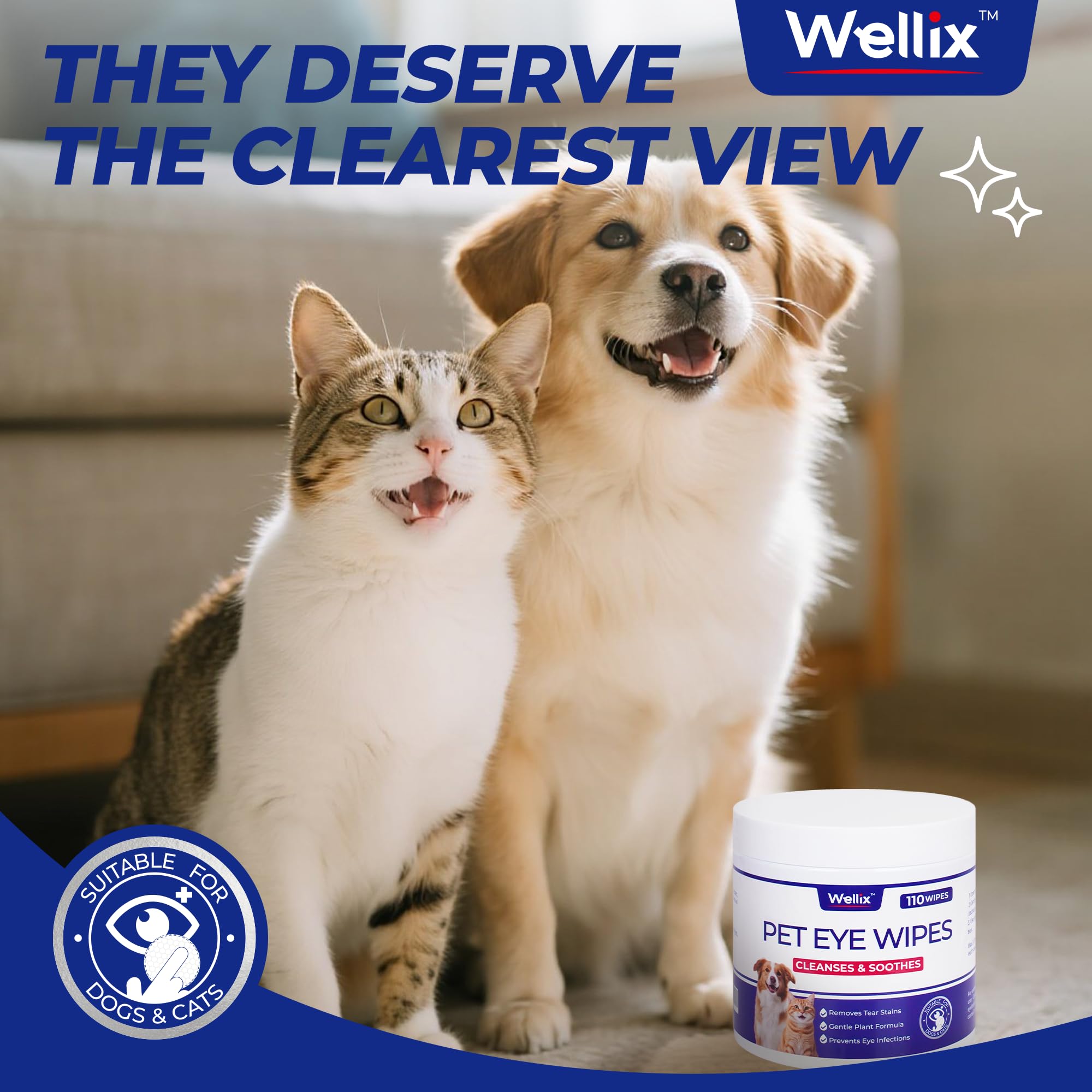 Wellix Lingettes Yeux – usage quotidien pour tous les pets