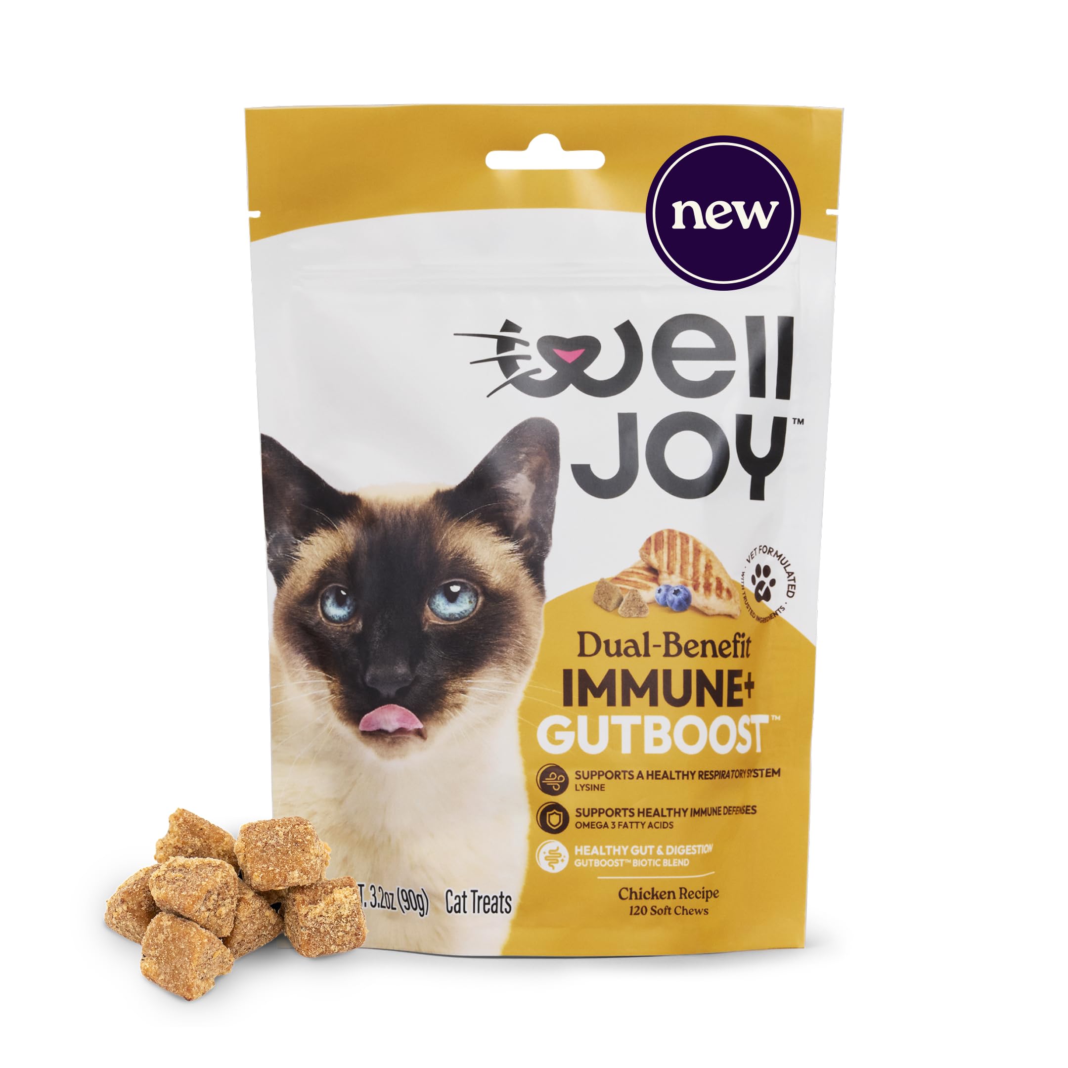 Friandise WellJoy pour chat — emballage pratique, soutien au bien-être quotidien.