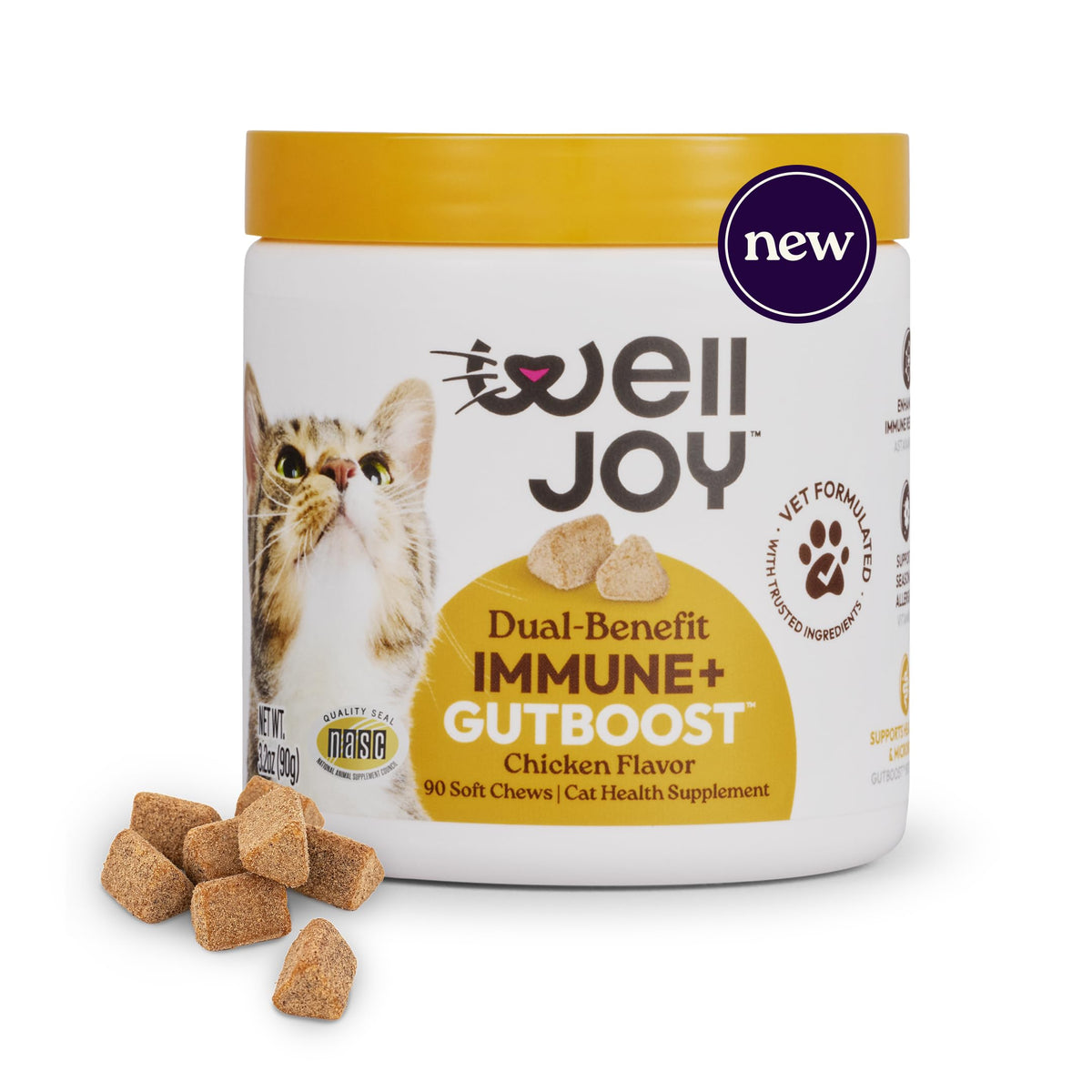 WellJoy Immune+ bocal ouvert, solution pratique pour dosage quotidien.