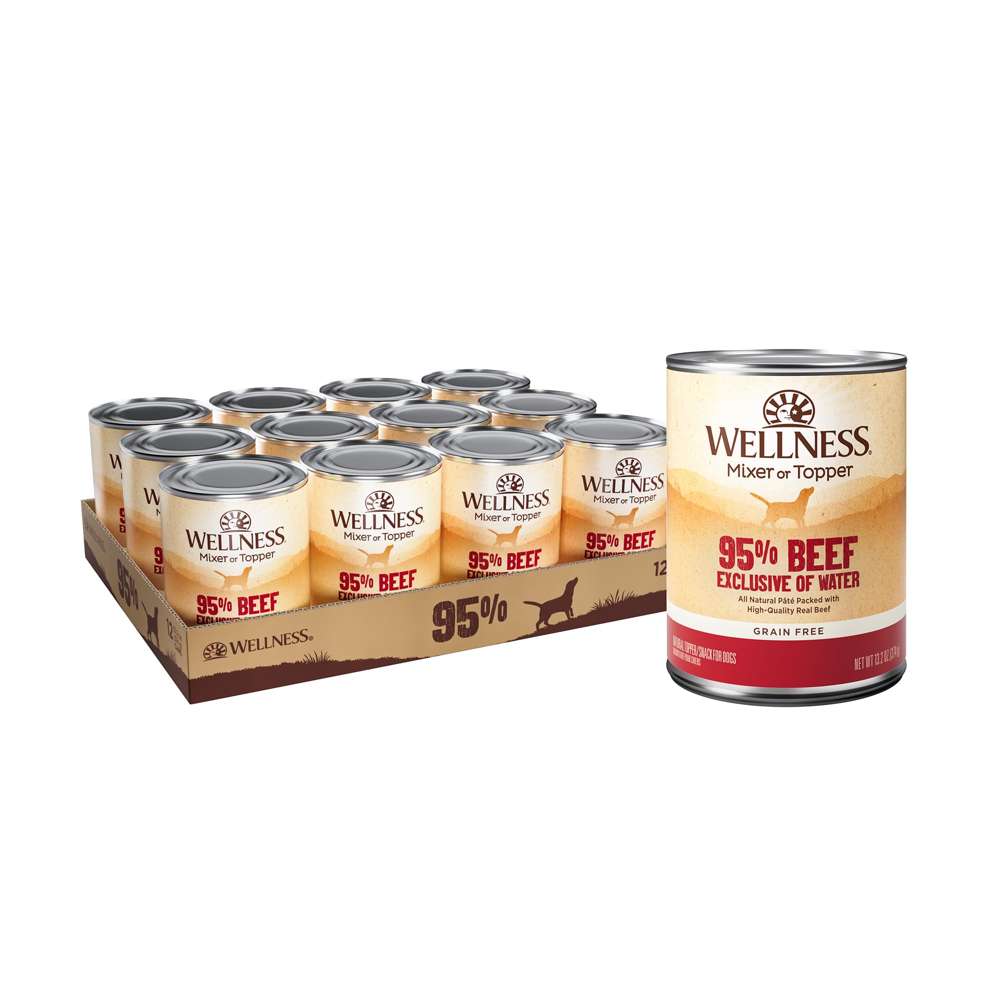 Wellness 95% Bœuf Pâté ouvert, garniture protéinée idéale pour chien