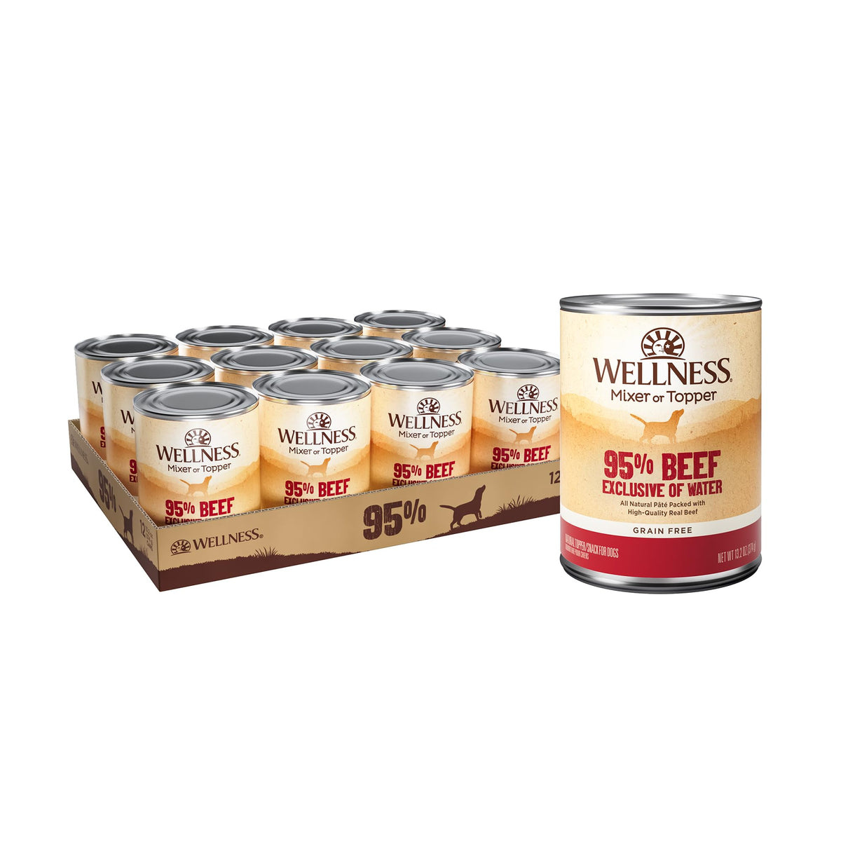 Wellness 95% Bœuf Pâté ouvert, garniture protéinée idéale pour chien