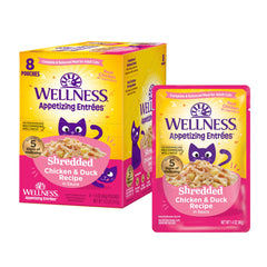 Wellness Appetizing Entrées emiette poulet canard, sachets : protéine principale pour énergie du chat.