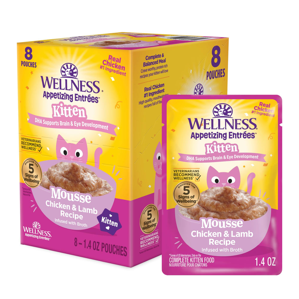 Emballage Wellness Appetizing Entrées Mousse Chaton, pratique et facile à ouvrir