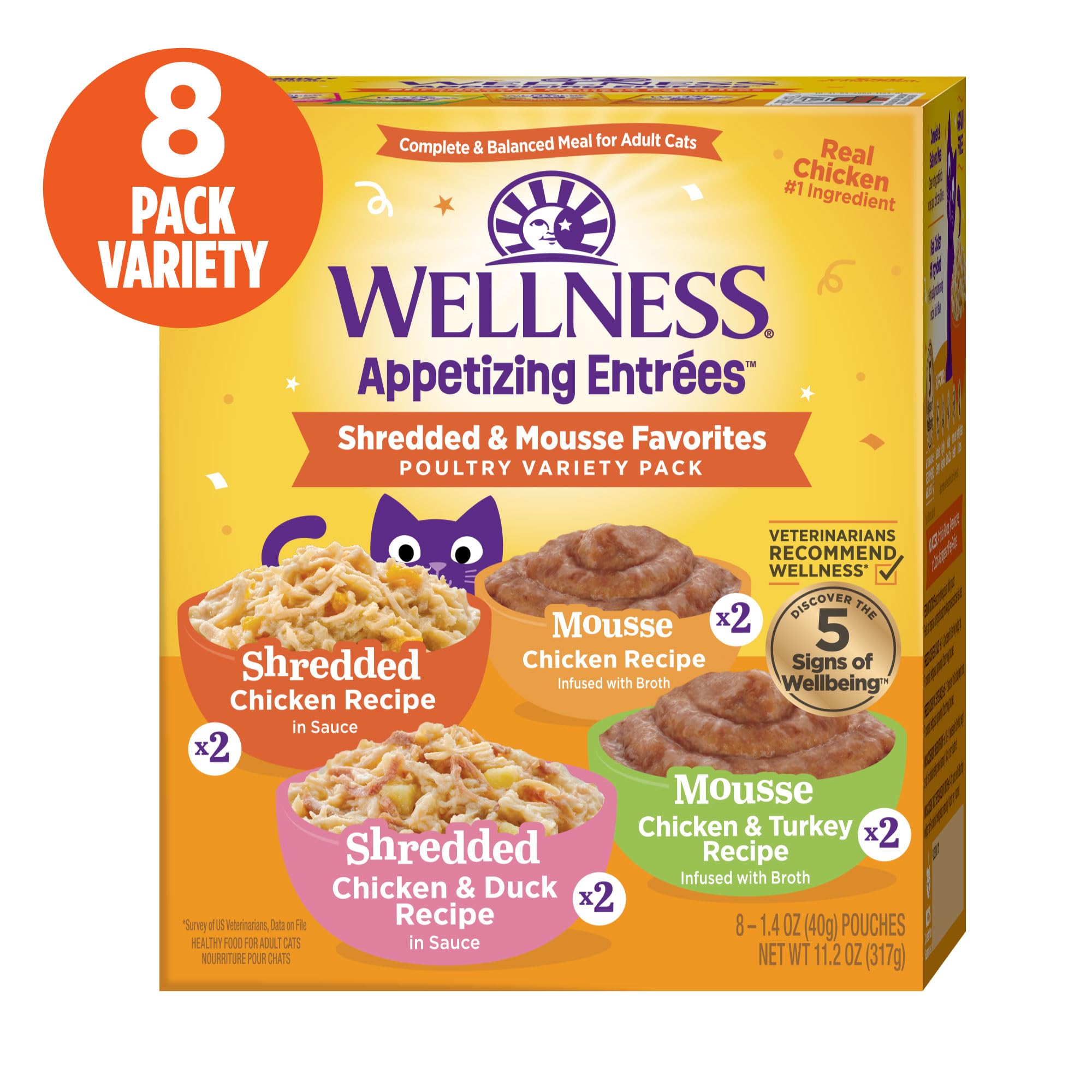 Wellness Appetizing Entrées, poulet et canard effilochés: variété savoureuse pour stimuler l'appétit et l'hydratation