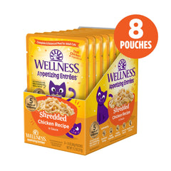 Wellness Appetizing Entrées – texture râpée au poulet, repas savoureux.