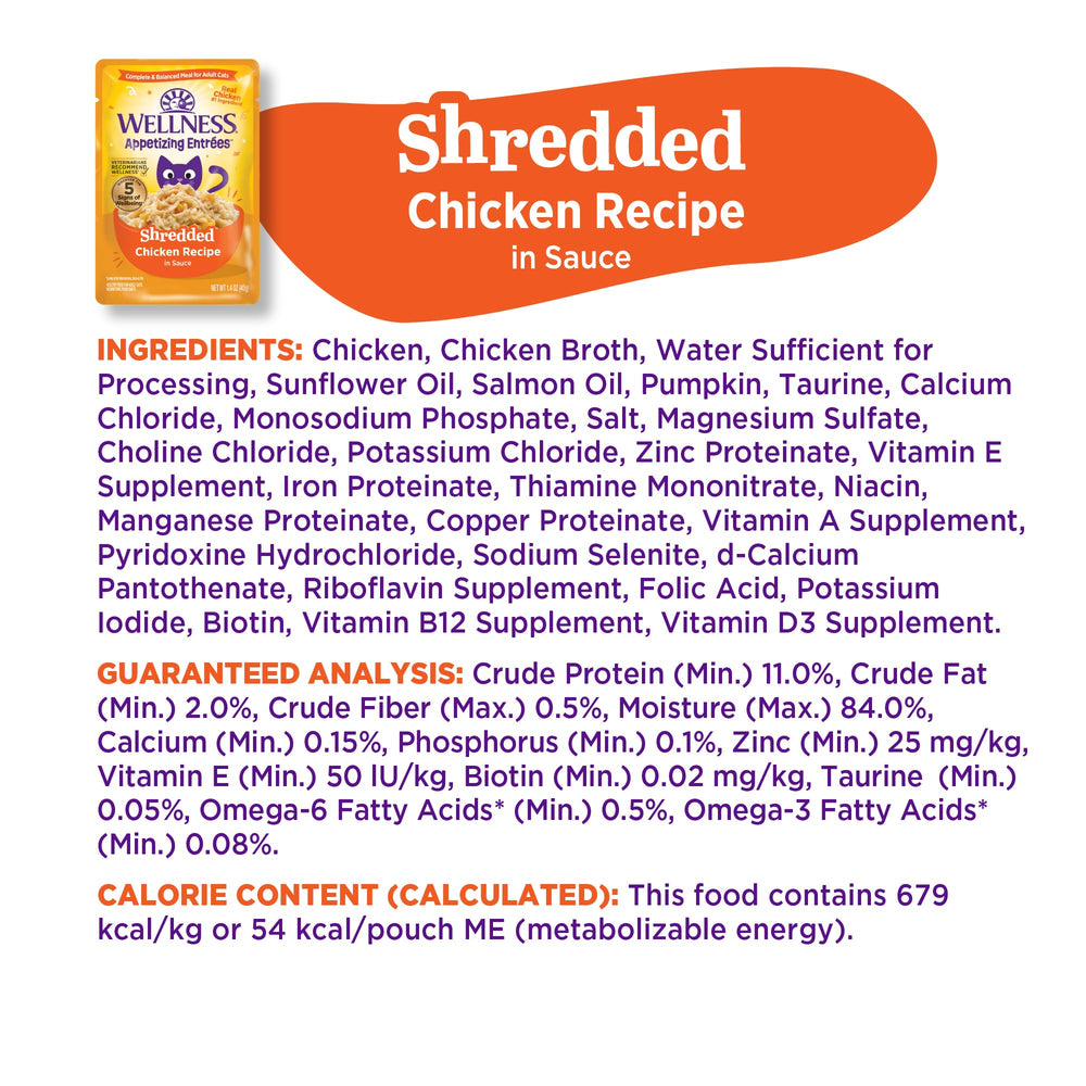 Wellness Appetizing Entrées – taurine et vitamines pour le bien-être félin.