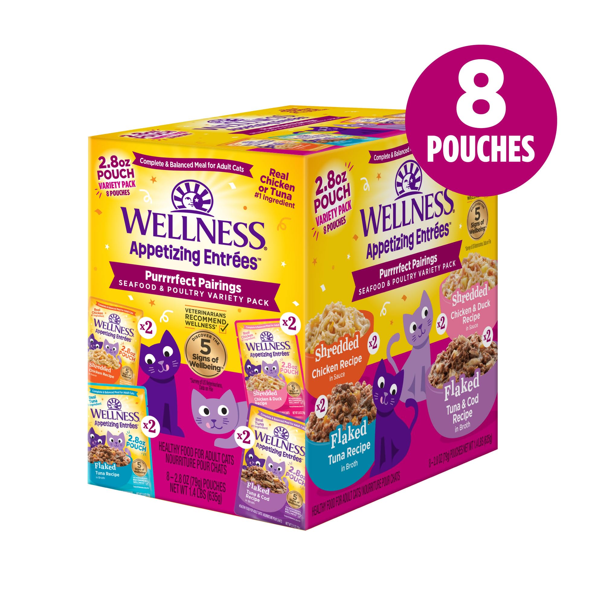 Wellness Appetizing Entrées: thon et cod en floc – variété nutritive pour repas