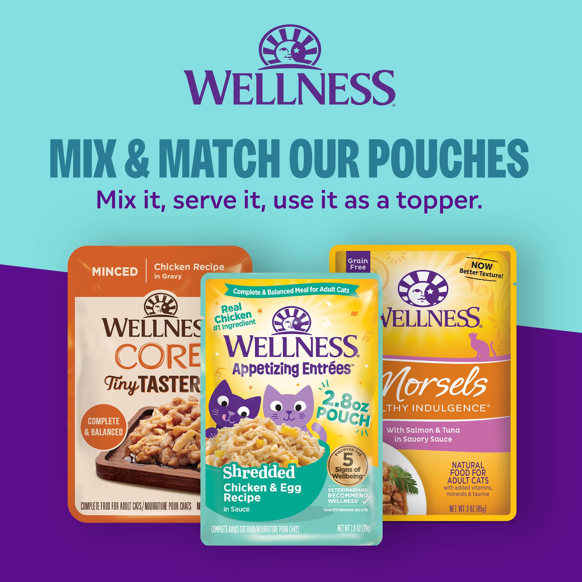 Wellness Appetizing Mousse Floconnée – repas équilibré pour chats adultes gourmands.