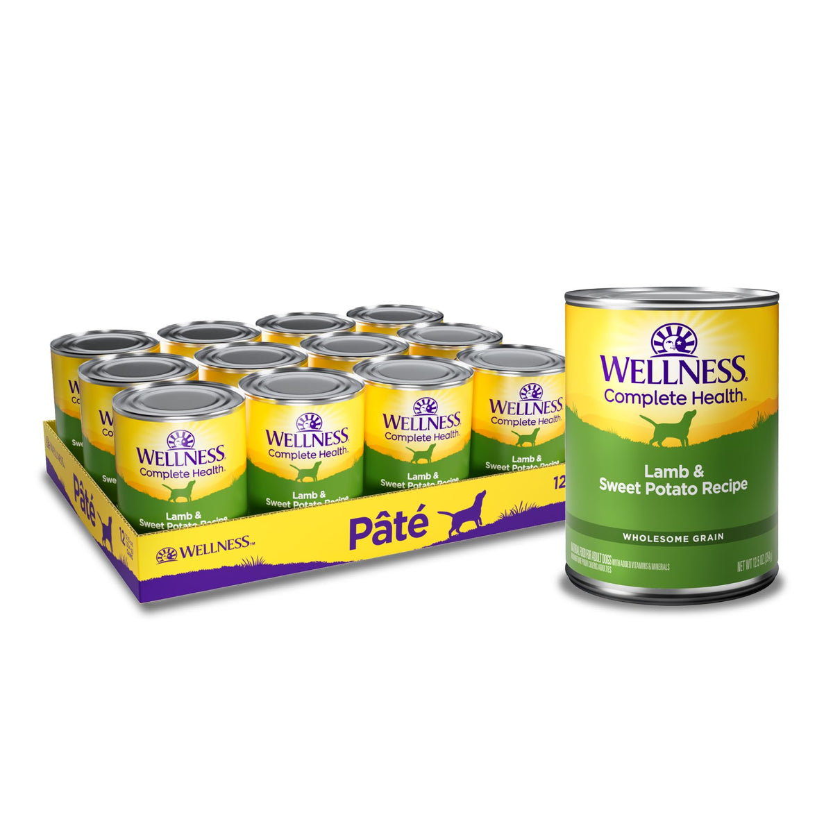 Wellness: boîte pour chien agneau et patate douce, repas équilibré.