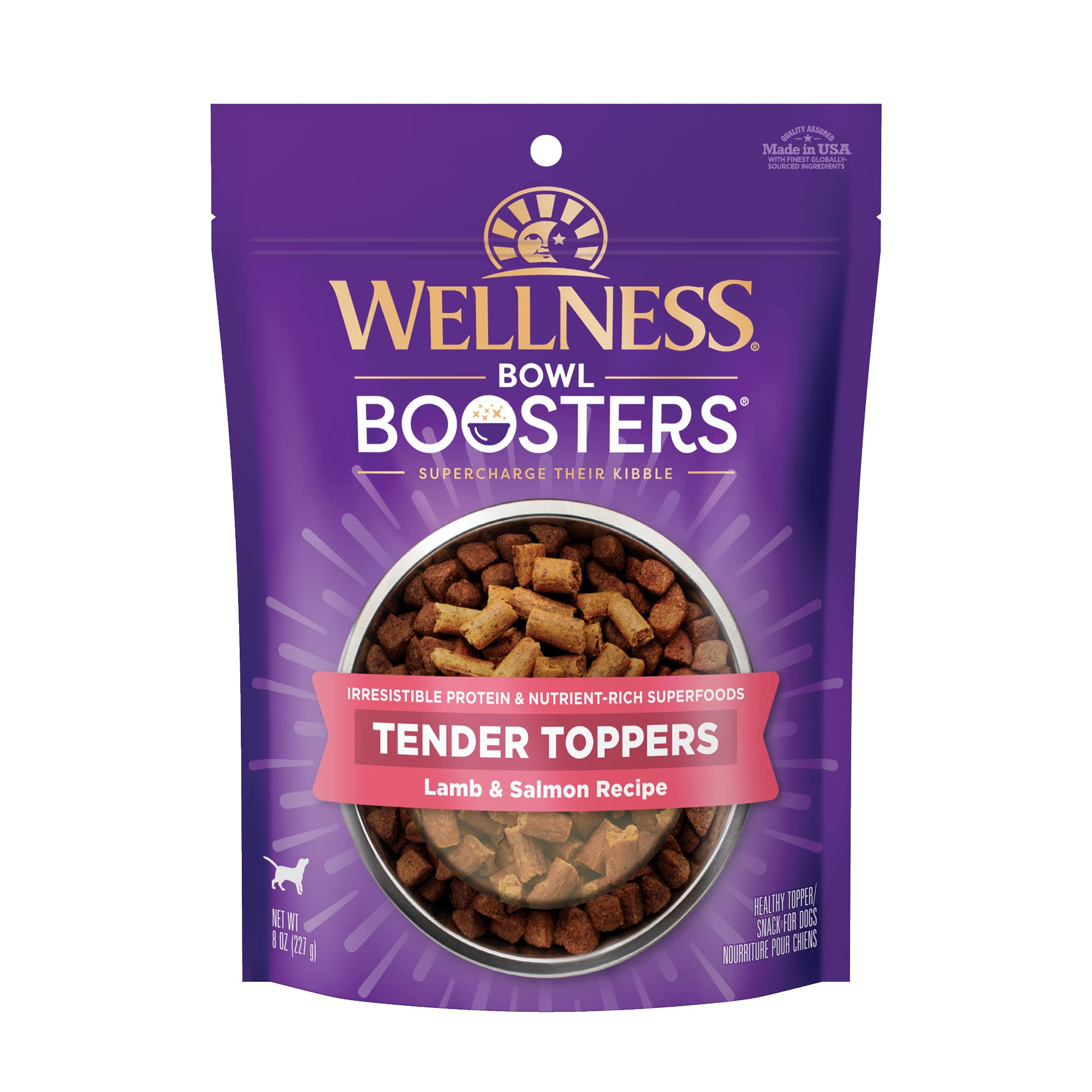Wellness Tender Bowl Boosters emballage, goût riche et pratique pour le repas quotidien du chien
