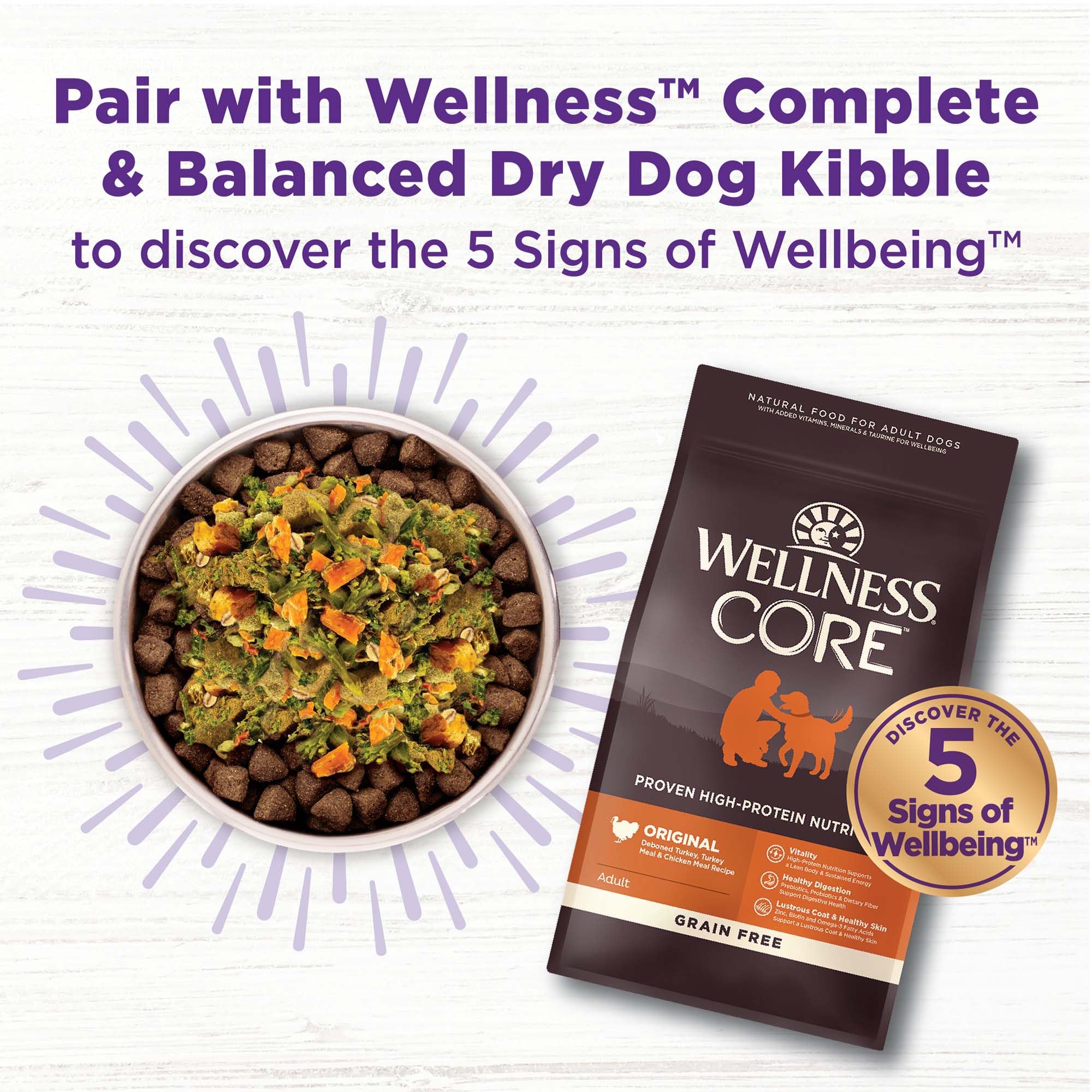 Wellness Bowl Boosters – fabriqué aux États‑Unis avec des ingrédients de qualité.