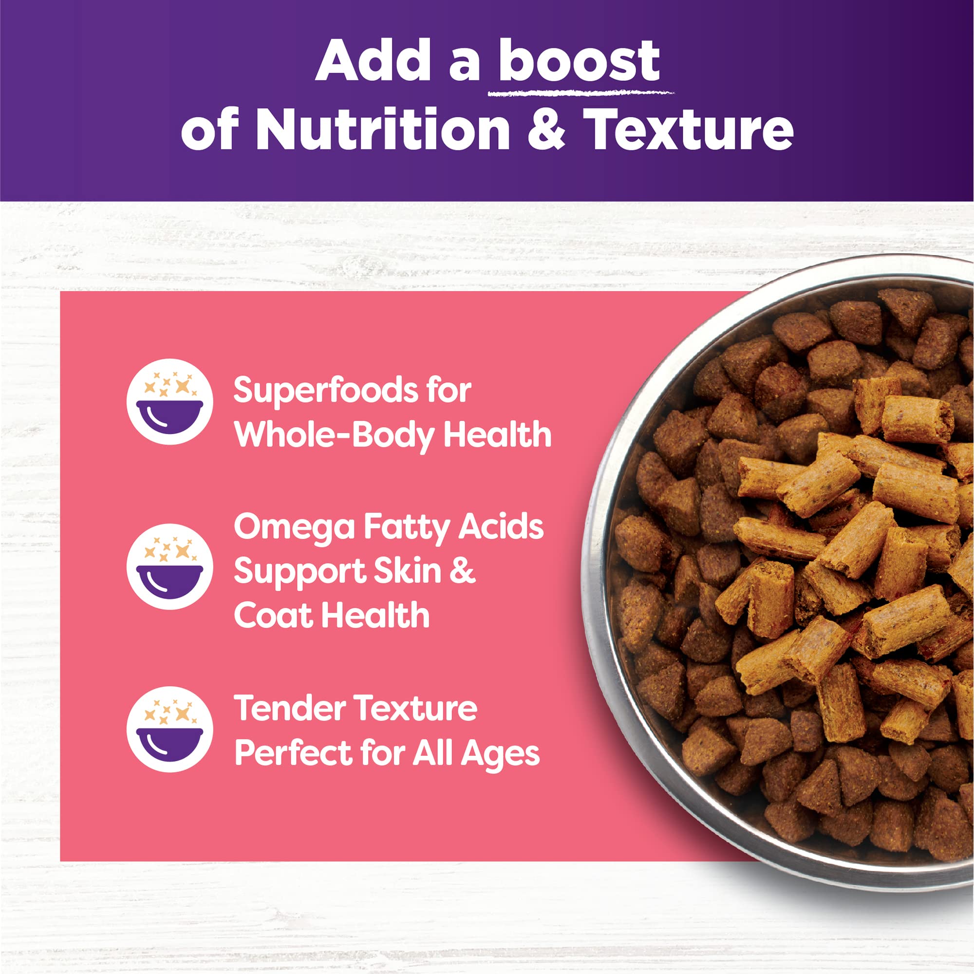 Acides oméga et soin du pelage avec Wellness Tender Bowl Boosters