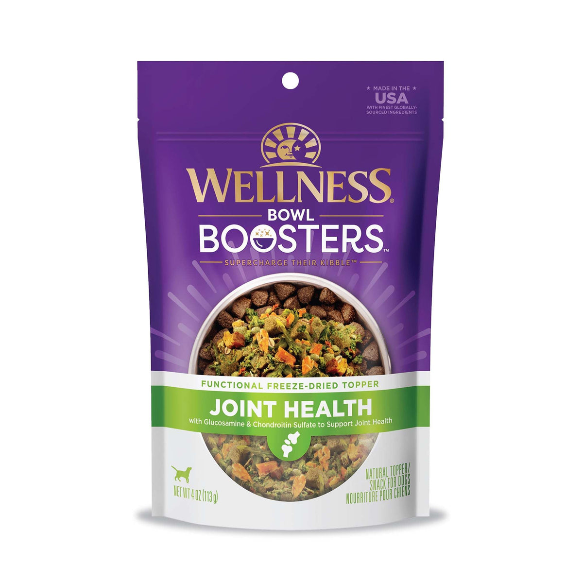 Wellness Bowl Boosters – emballage 4oz, pratique à doser pour chaque repas.