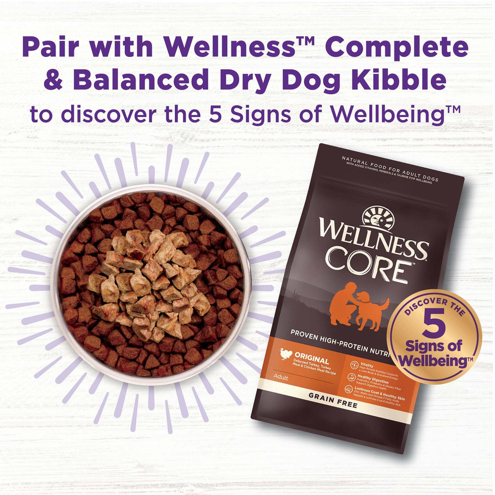 Wellness Bowl Boosters sans céréales: option adaptée pour chiens sensibles.