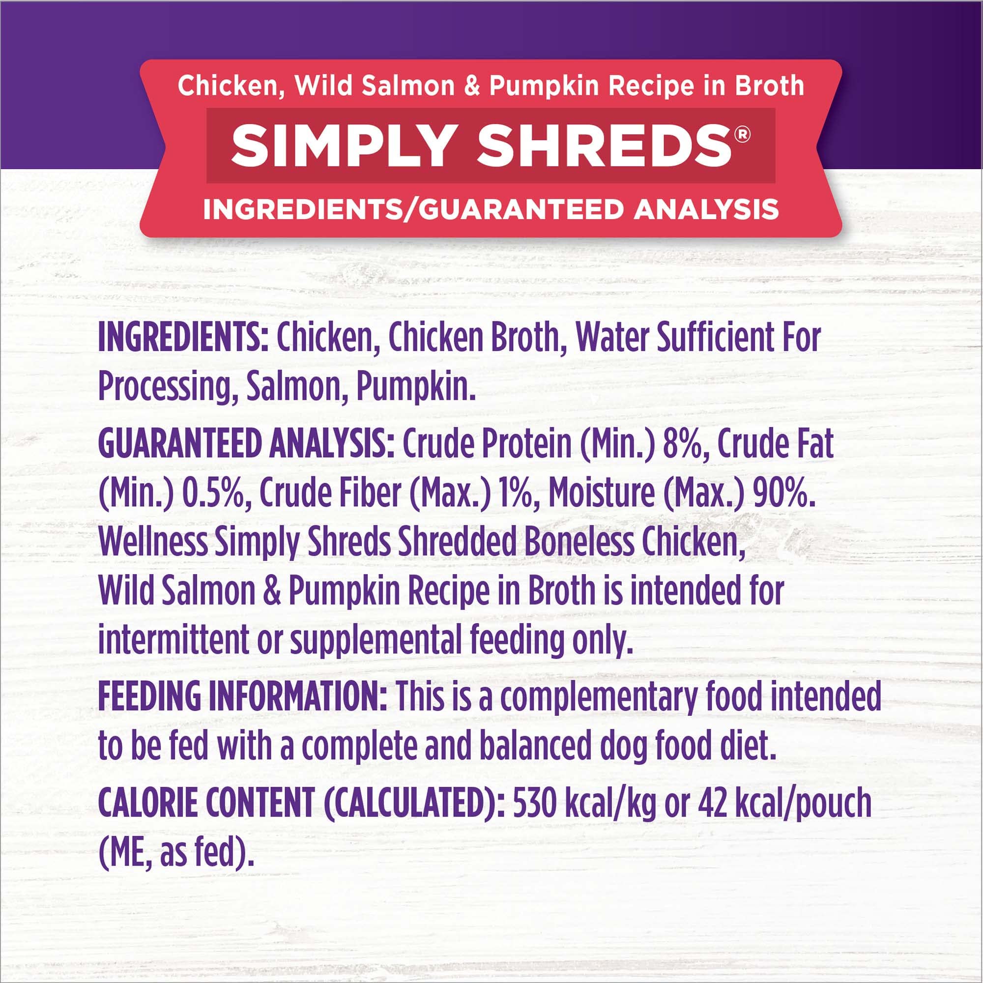Wellness Bowl Boosters Simply Shreds saumon et potiron pour varier l’alimentation sans céréales.