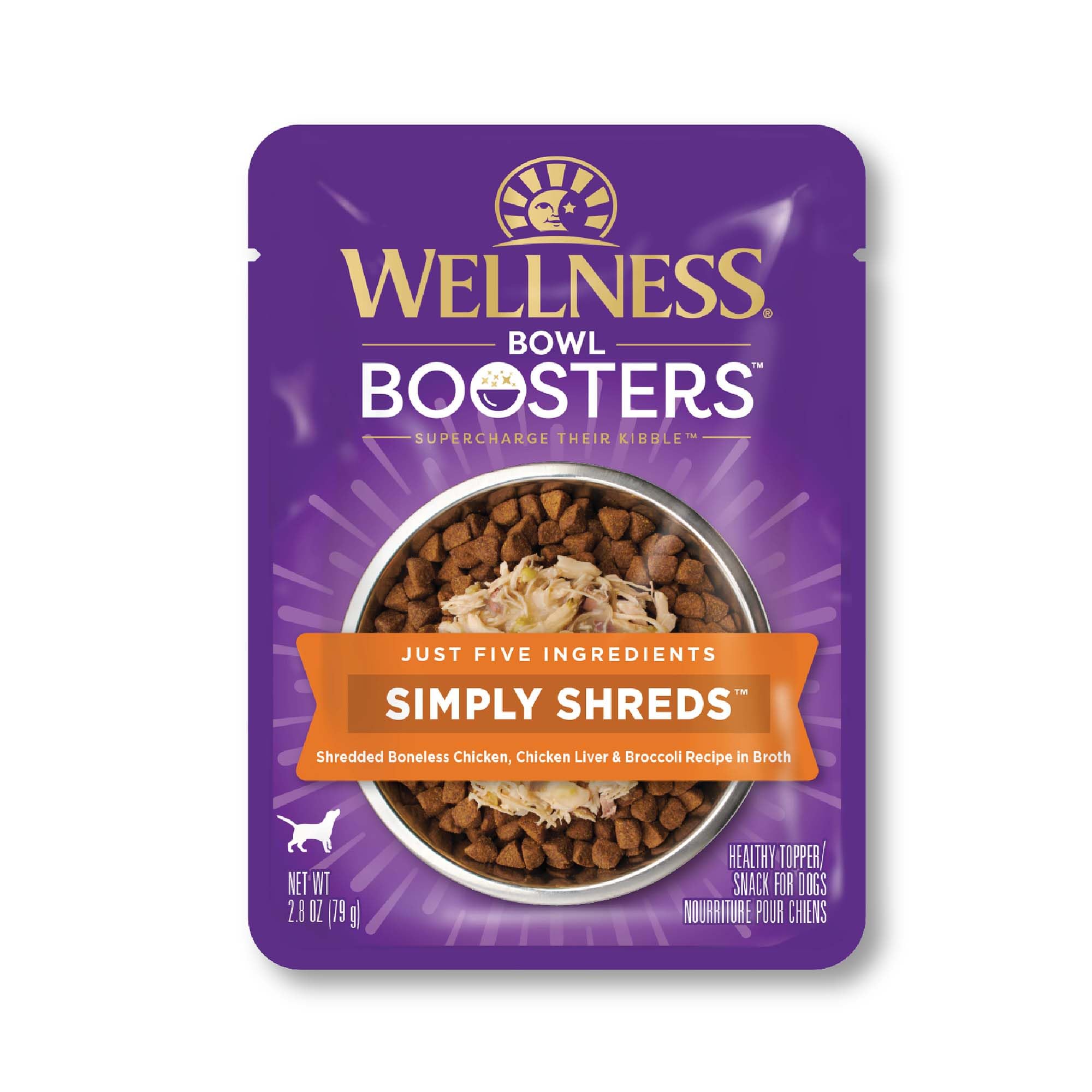 Wellness Bowl Boosters Simply Shreds – ouverture pratique du sachet pour un repas rapide et appétissant.