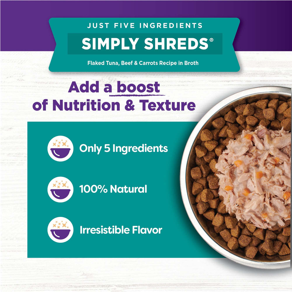 Wellness Bowl Boosters Simply Shreds mélange rapide et facile à servir