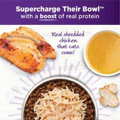 Wellness Bowl Boosters: texture effilochée dans bouillon, séduisante pour les chats.