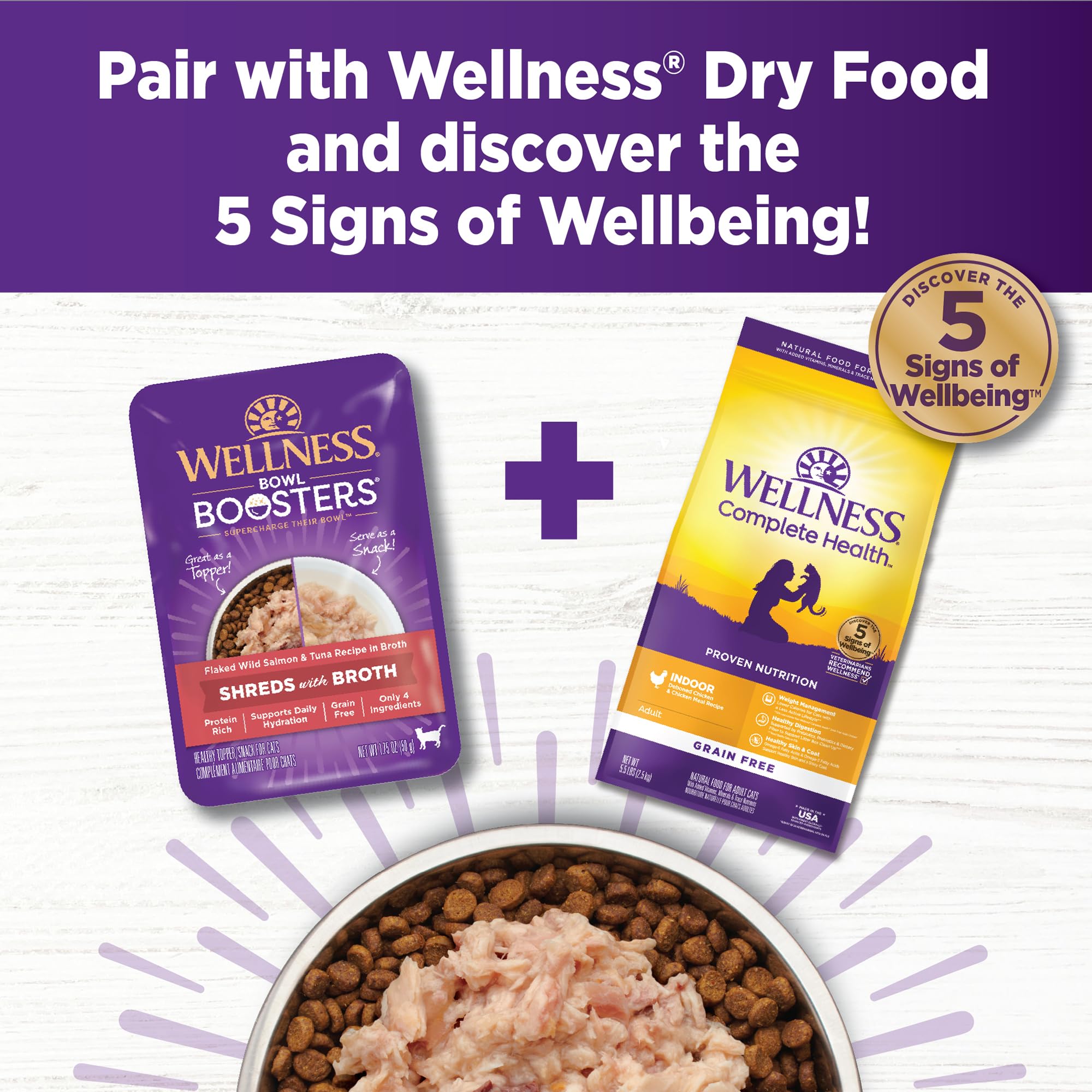 Wellness Bowl Boosters : texture légère et appétente pour une collation.