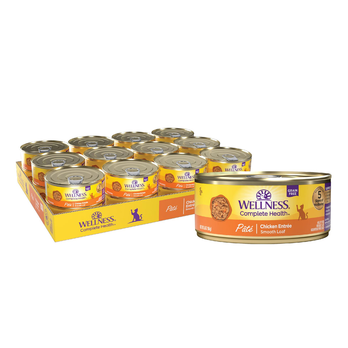 Wellness Chat Pâté Adulte Poulet 5,5 oz: entrée protéinée idéale pour le quotidien.