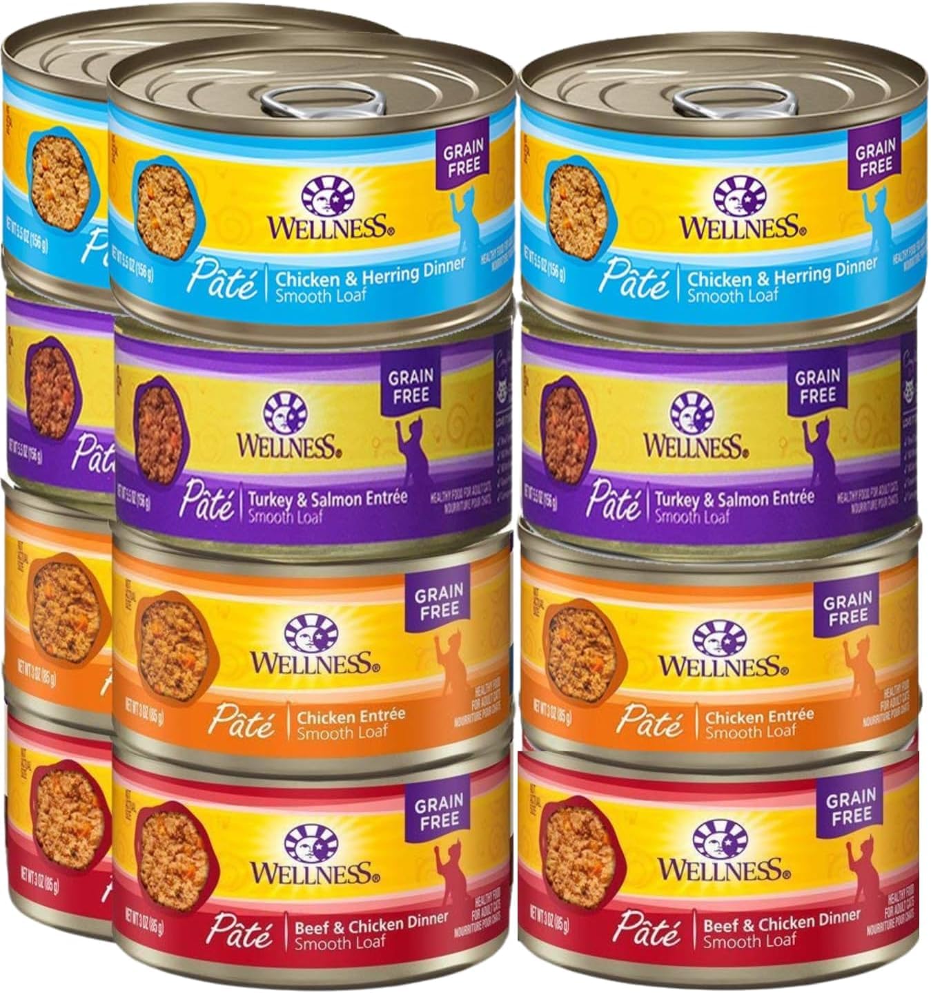 Wellness Chat Pâté Premium pack 12 boîtes variées pour planifier les repas.