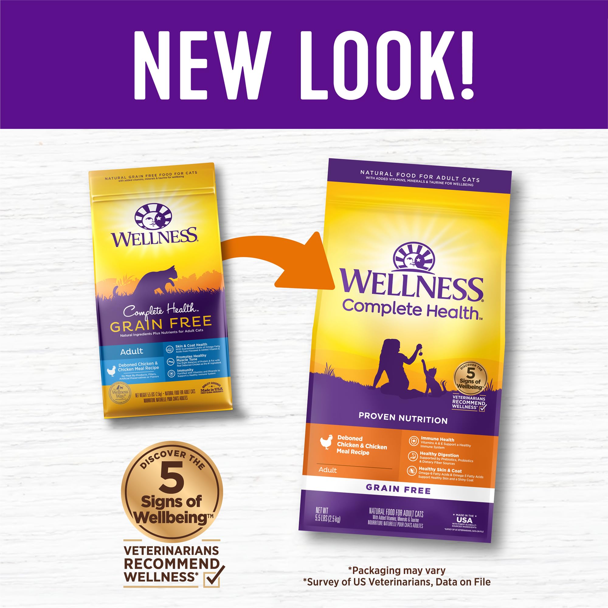 Texture des croquettes sans cereales Wellness Chat, appetissante et croquante.