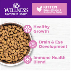 Wellness Chaton: ingrédients visibles au poulet, source de protéines pour la croissance