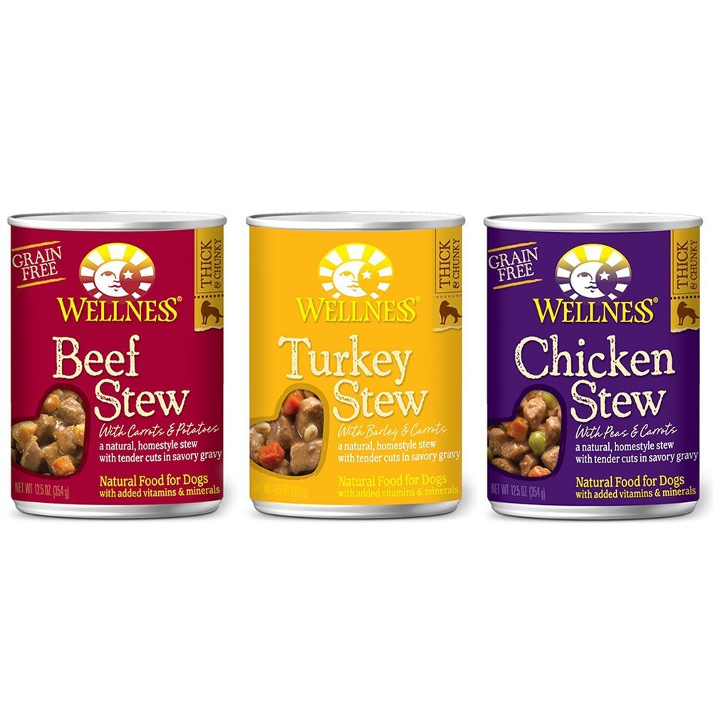 Wellness ragout sans cereales boeuf, repas humide savoureux pour chien adulte.