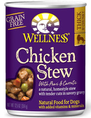 Wellness ragout sans cereales poulet, option legere et appetente pour chien.