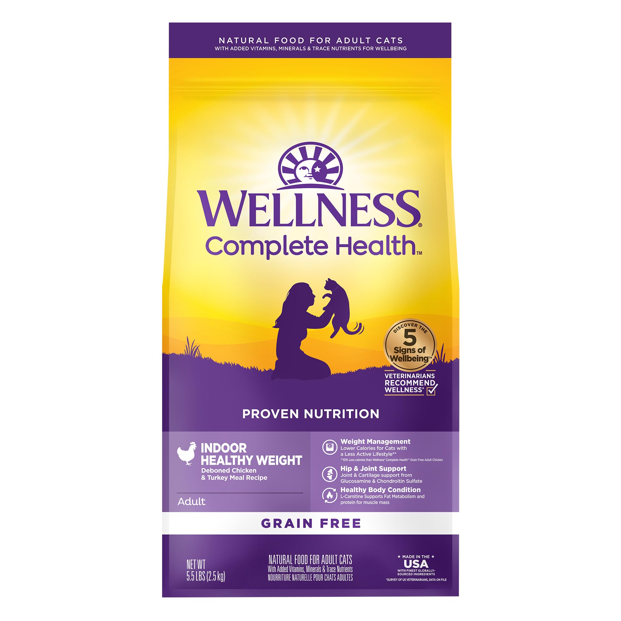 Wellness Complete Health, sac croquettes poulet et dinde, pour chat d'intérieur, pratique et sain