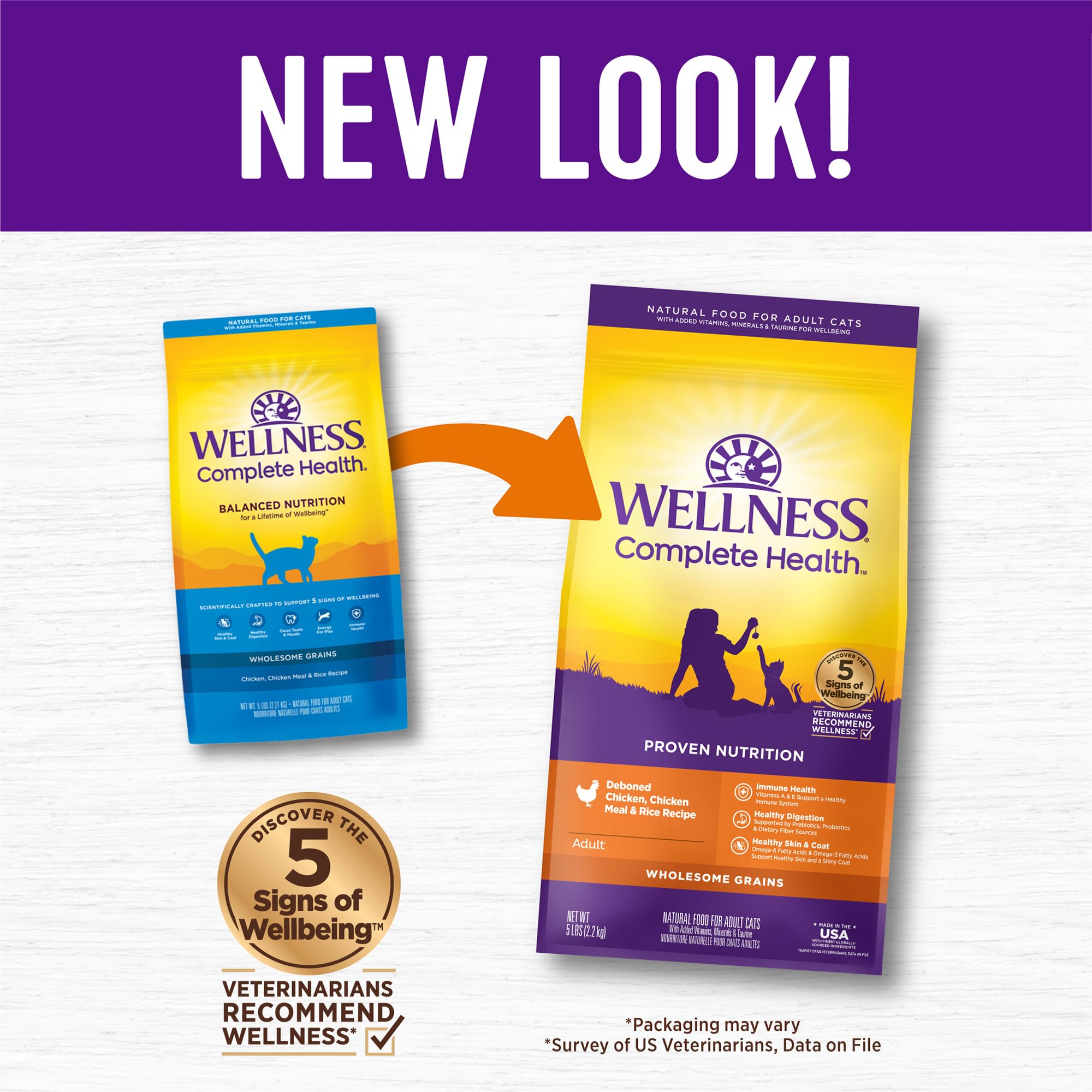 Wellness Complete Health: ingrédients naturels pour chat, alimentation équilibrée et durable.