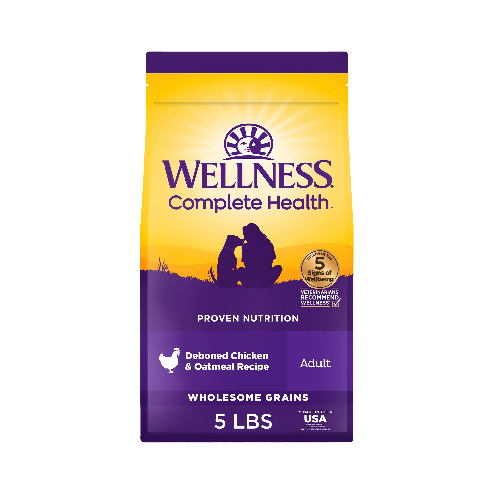 Wellness Complete Health pour chien, emballage pratique pour la fraîcheur.