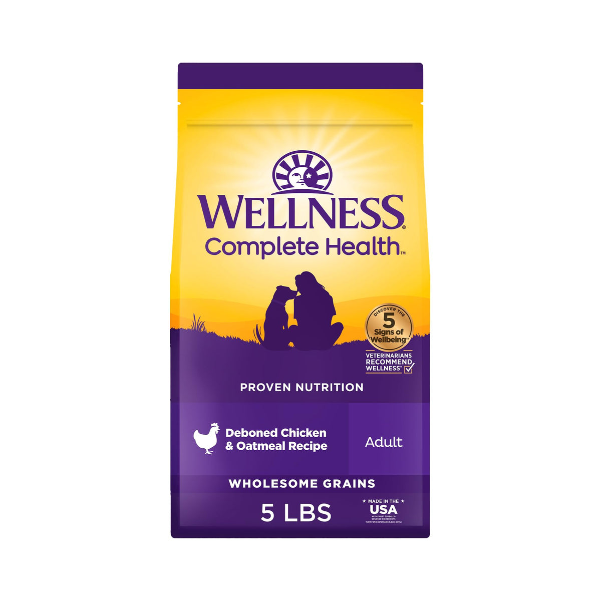 Wellness Complete Health pour chien, emballage pratique pour la fraîcheur.