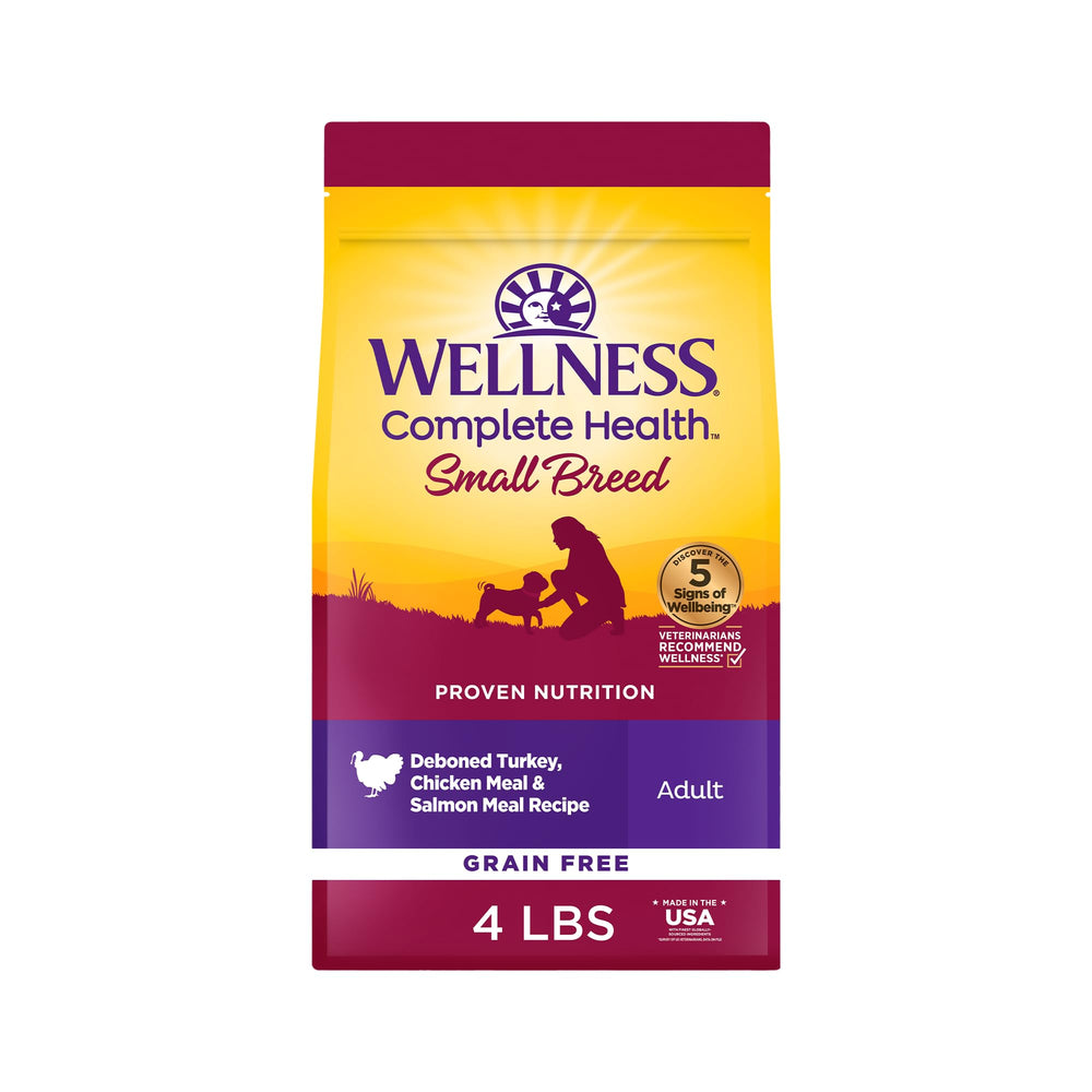 Wellness Complete Health, croquettes petits chiens poulet et saumon, soutient énergie et goût.