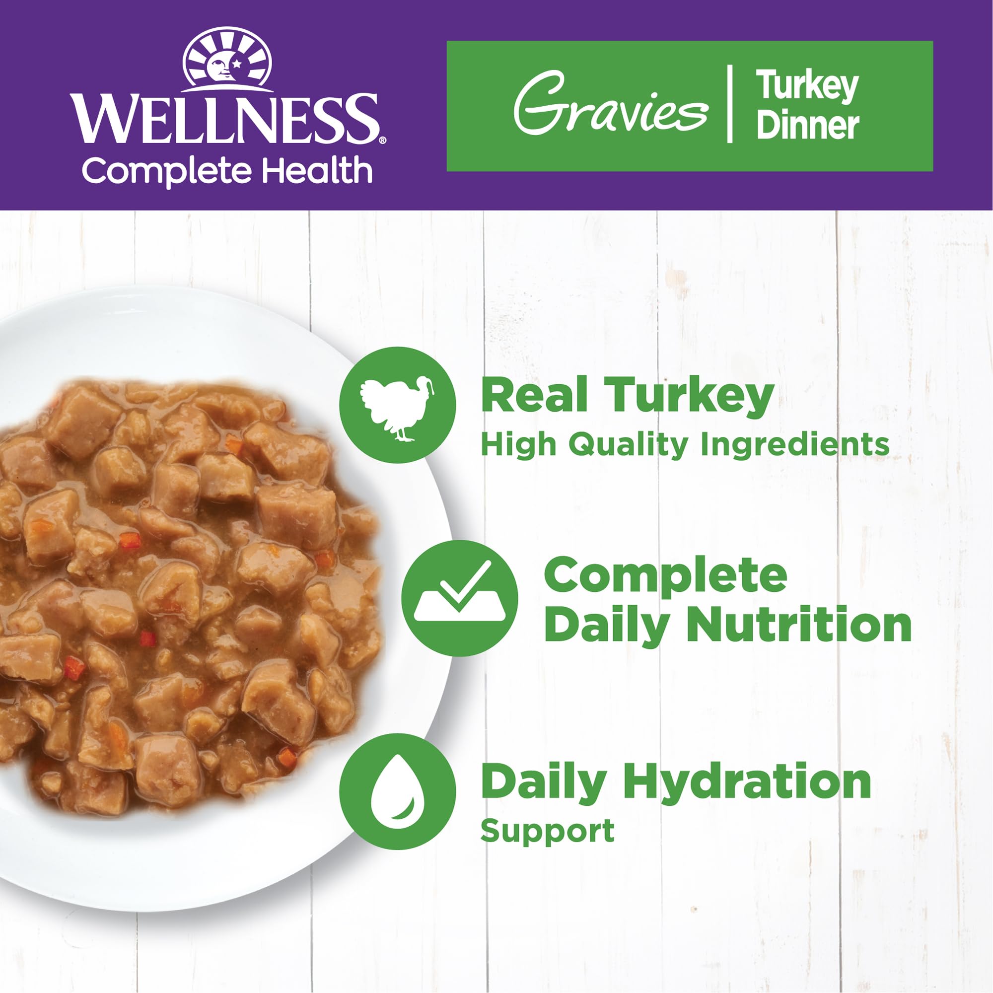 Wellness Complete Health Gravies conserve-dinde: nutrition quotidienne complete pour chats adultes.