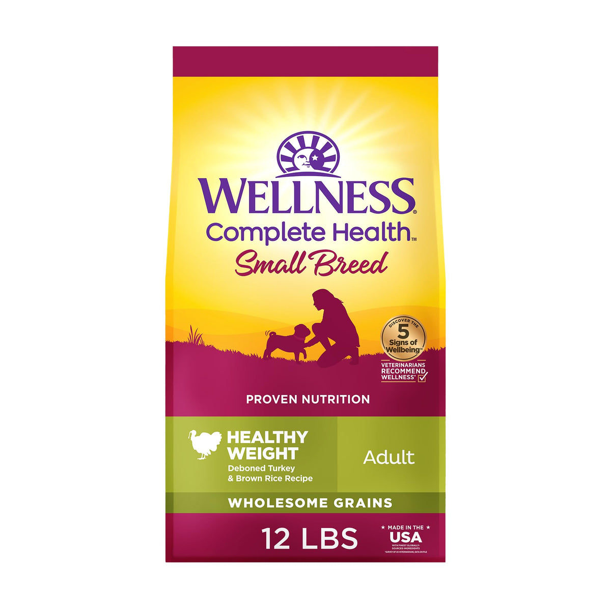 Wellness Complete Health croquettes petit chien adulte dinde et riz brun, soutien du poids.