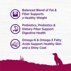 Probiotiques et antioxydants dans Wellness Complete Health soutiennent digestion et immunité.