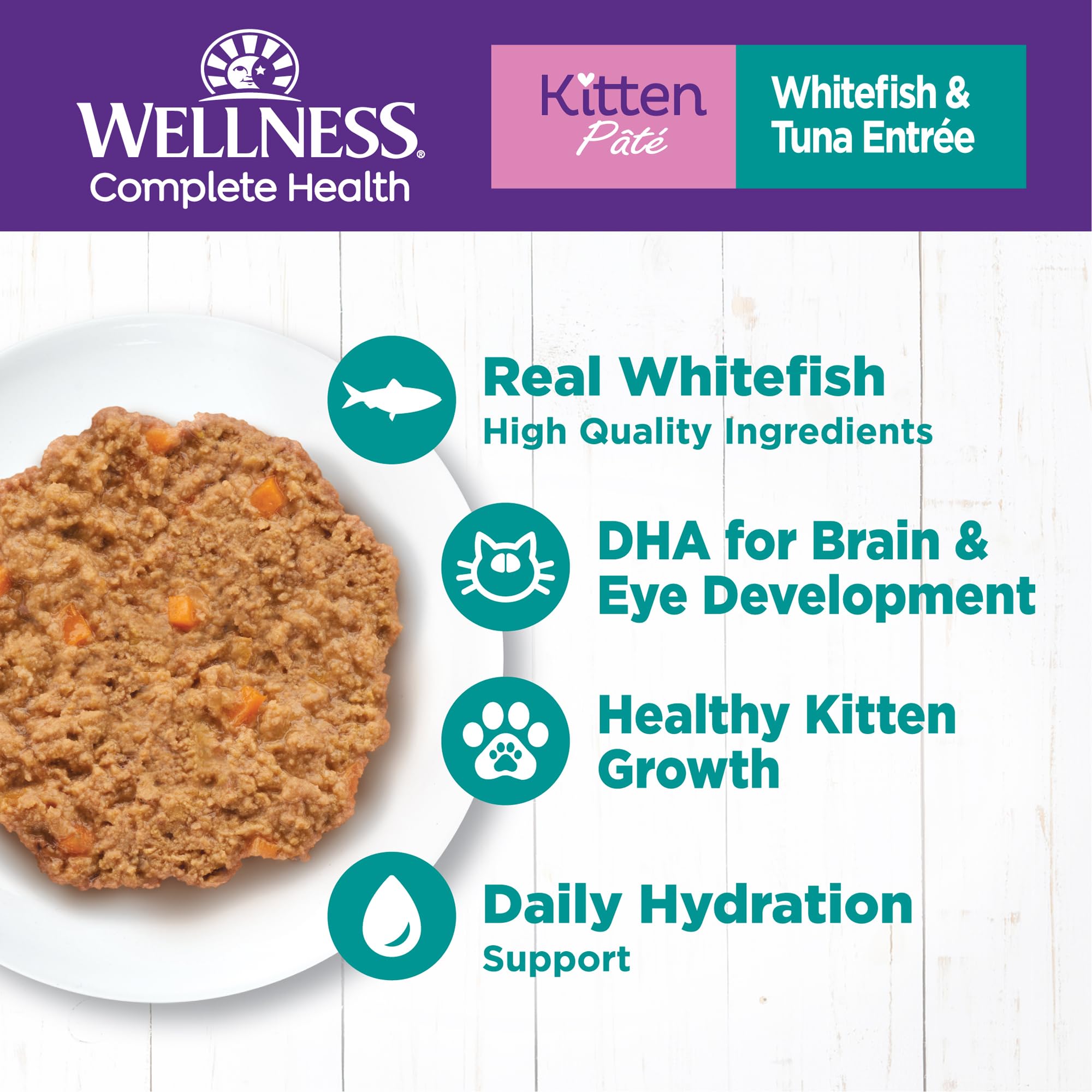 Conserve Wellness chaton ouverte montrant texture lisse et appétente.
