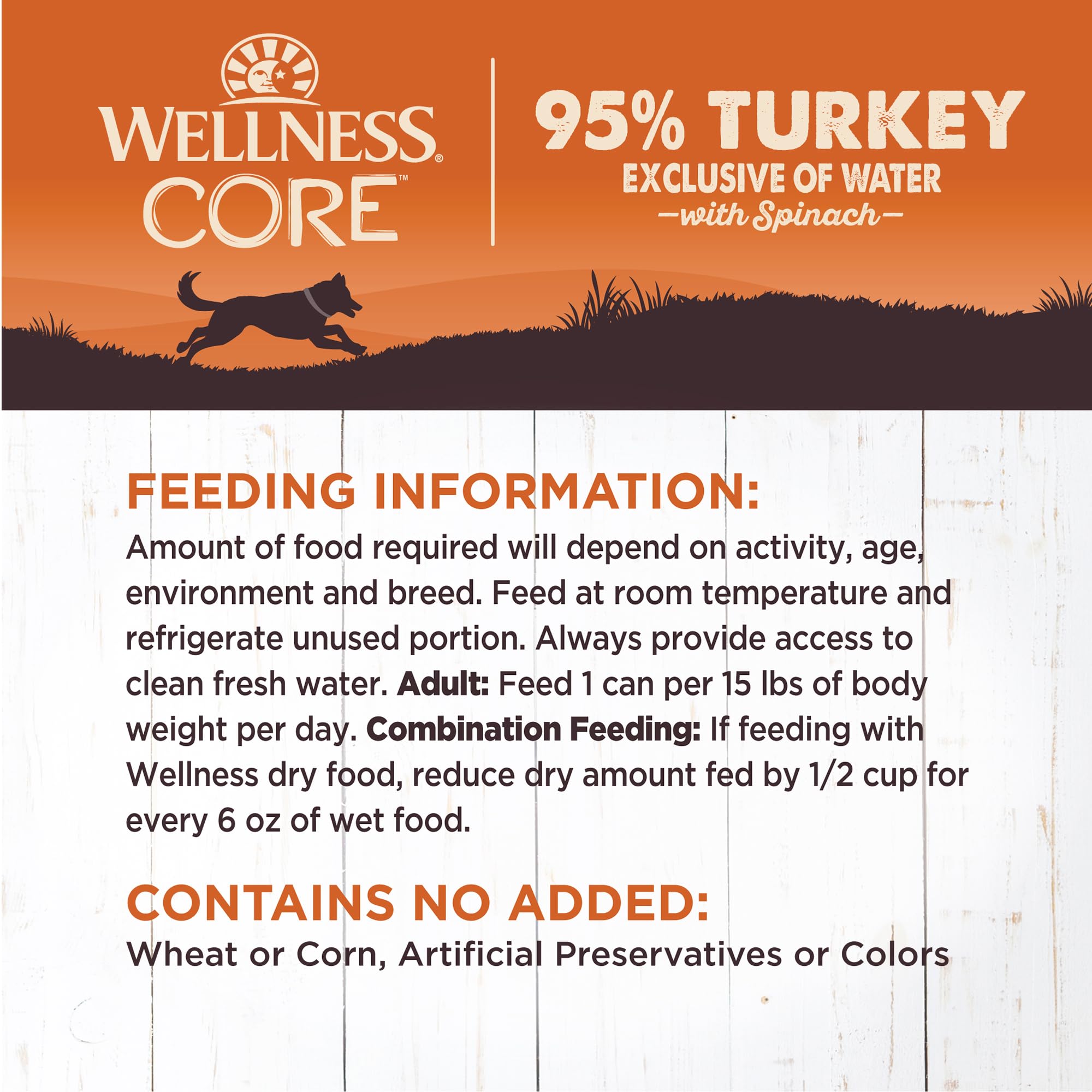 Ingrédients naturels non OGMs Wellness CORE 95 sans additifs artificiels